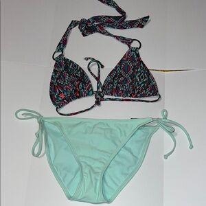 Patterned Bikini Top and Mint Bottoms